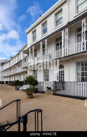 Fortfield terrace in Sidmouth,Devon, a historic row of houses beside the sea. Stock Photo