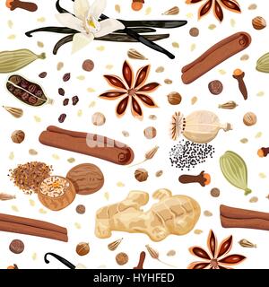 Backing spices seamless pattern vector set Stock Vector