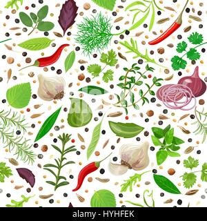 Cooking herbs and spices seamless pattern vector set Stock Vector