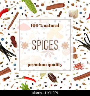 Cooking spices seamless pattern set Stock Vector