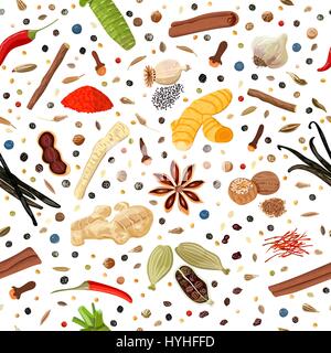 Cooking spices seamless pattern vector set Stock Vector