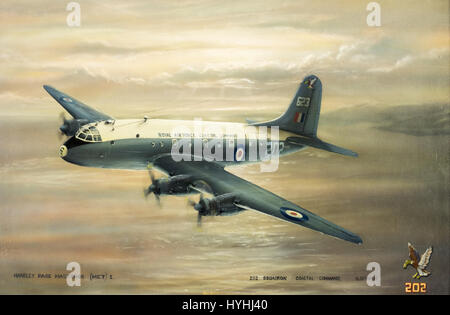 Painting of Handley Page Hastings HP.67 MET Mk1 weather reconnaissance aircraft operated by Royal Air Force 202 Squadron Coastal Command, Aldergrove Stock Photo