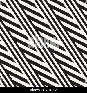 Interlacing Parallel  Stripes. Vector Seamless Monochrome Pattern. Stock Vector