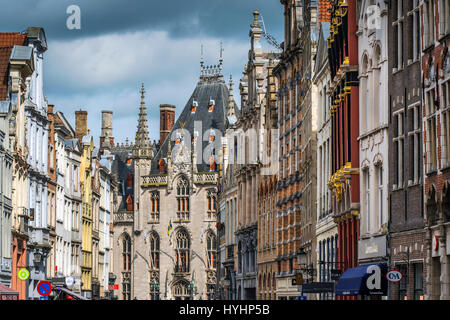 Historic guild houses along Steenstraat street, Bruges, West Flanders, Belgium Stock Photo