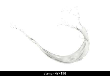 milk wave splashing, isolated on white Stock Photo