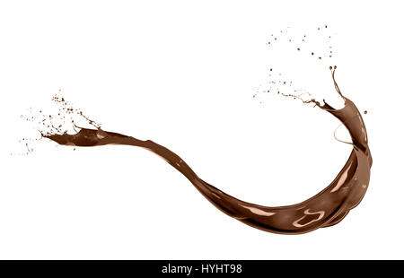 liquid splash chocolate wave, isolated on white Stock Photo
