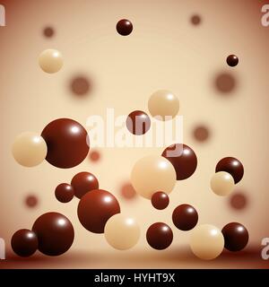 Chocolate balls on abstract background. Vector illustration. Stock Vector