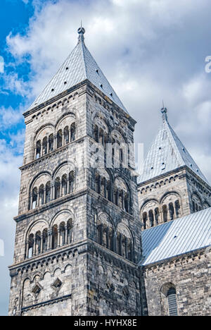 A view of the very impressive looking Lund cathedral in Sweden. Stock Photo