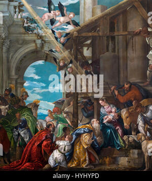 The Adoration of the Kings (Adoration of the Magi) by Paolo Veronese (c.1528-1588), oil on canvas, 1573. Stock Photo