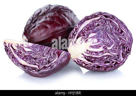 Red cabbage sliced slice vegetable isolated on a white background Stock Photo