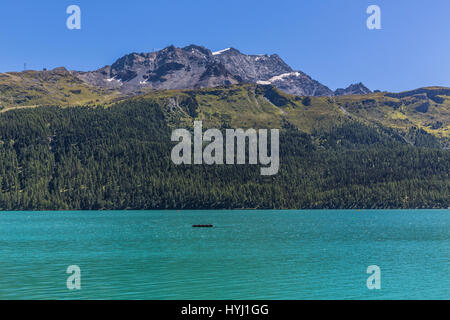 Silvaplana lake, Piz Corvatsch, 3,451 meters, County Upper Engadine, Engadine, Maloja region, Canton of Grisons, Switzerland Stock Photo