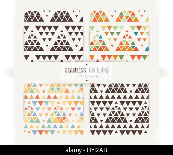 Seamless set of triangle halftone gradient patterns. Stock Vector