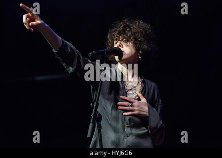Milan Italy. 03th April 2017. The American singer-songwriter Laura Pergolizzi better known on stage as LP performs live at Alcatraz during the 'European Tour 2017' Credit: Rodolfo Sassano/Alamy Live News Stock Photo