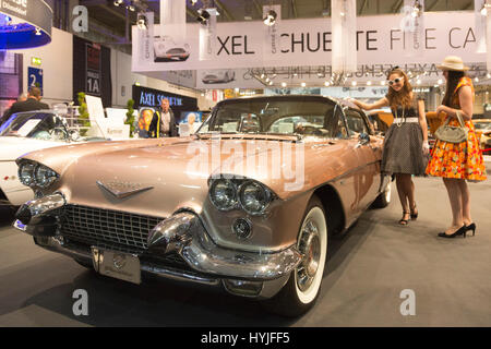 Essen, Germany. 5th Apr, 2017. A 1957 Cadillac Eldorado Brougham. Press preview of the 29th Techno-Classica motor show in Essen, show for vintage, classic and prestige cars and motor sports. The motor show runs from 5 to 9 April 2017. Credit: OnTheRoad/Alamy Live News Stock Photo