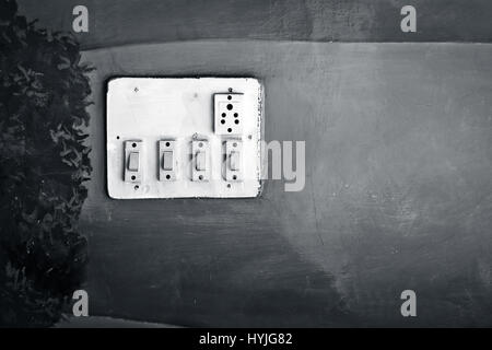 Switch board on the wall. Stock Photo