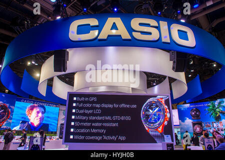 LAS VEGAS - JAN 08 : The Casio booth at the CES show held in Las Vegas on January 08 2017 , CES is the world's leading consumer-electronics show. Stock Photo