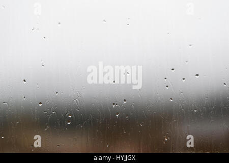 Close-up of raindrops on a window glass Stock Photo