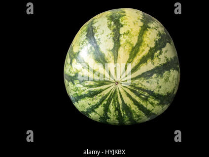 Whole watermelon isolated on black background Stock Photo