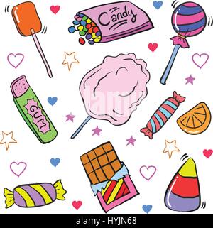 Vector art candy various doodle style Stock Vector