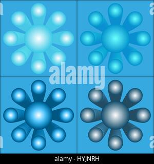 Abstract shapes of circles spheres as a clock in four colors Stock Vector