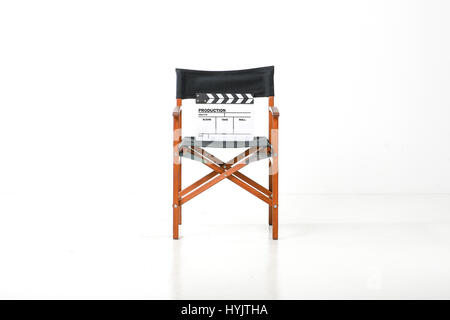 Black Directors Chair isolated on white background. Stock Photo