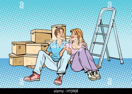 Young family moving to a new house Stock Vector