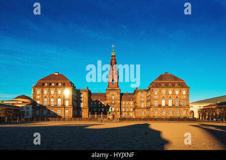 COPENHAGEN, DENMARK - MARCH 11, 2017: Christiansborg Palace in Copenhagen Denmark, Danish parliament building. Parts of the palace are used by Danish 