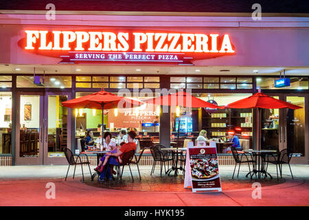 Orlando Florida,Crossroads of Lake Buena Vista,dining,shopping plaza,exterior,Flippers Pizzeria,restaurant restaurants food dining cafe cafes,pizza,al Stock Photo