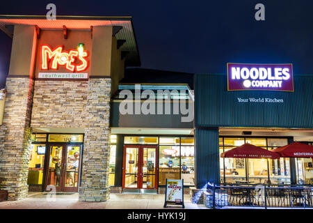 Orlando Florida,Crossroads of Lake Buena Vista,dining,shopping plaza,exterior,Moe's Southwest Grill,Noodles Company,restaurant restaurants food dining Stock Photo