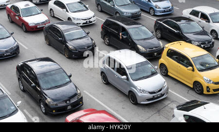 Cars in traffic jam, Kuala Lumpur, Malaysia Stock Photo