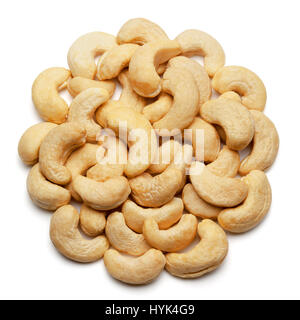Closeup of cashew nuts, isolated on the white background, clipping path included. Stock Photo
