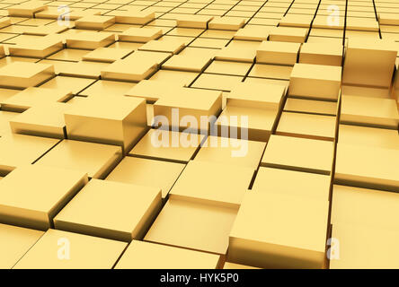 Gold cubes 3d render image Stock Photo