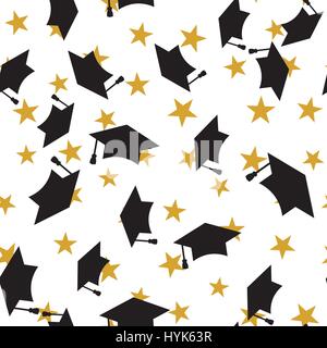 Graduate hat seamless pattern Stock Vector