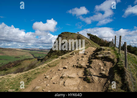 Stony path leading up Back Tor in the Peak District national park, Derbyshire, England. Stock Photo