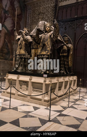 The tomb of explorer and navigator Christopher Columbus who discovered the New World in the 14th century lay in the Roman Catholic Cathedral of Saint  Stock Photo