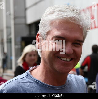 Phillip Schofield tv presenter This Morning ITV show presenter pictured outside of the ITV studios in central London on 30th April 2012. Stock Photo