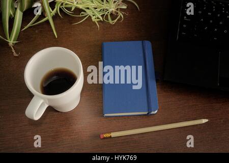 desktop with notebook & laptop Stock Photo