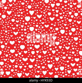 Red and white color seamless hearts pattern, holiday texture, love symbol background vector illustration Stock Vector