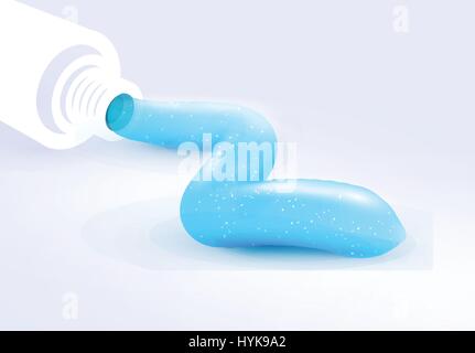 Isolated abstract blue color whitening toothpaste tube or paint ad vector illustration,teeth hygiene element on white background Stock Vector