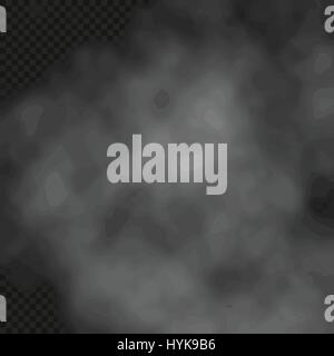 Fog or smoke isolated transparent special effect on dark checkered background misty backdrop vector illustration Stock Vector