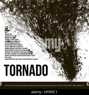 Isolated abstract black color tornado of dust in low poly style on white background banner, garbage hurricane vector illustration Stock Vector