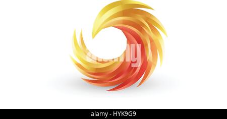 Phoenix bird and fire vector colorful icon. Abstract logo design in bright gradient colors Stock Vector