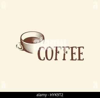 Isolated abstract brown color coffee cup logo, morning drink logotype,cafe symbol vector illustration Stock Vector