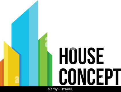 Isolated colorful real estate agency logo, house logotype on white, home concept icon,skyscraper vector illustration Stock Vector