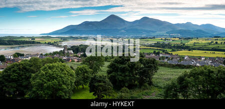 Mourne Mountains from Dundrum Castle, County Down, Northern Ireland Stock Photo