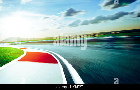 Motion blurred racetrack,cold mood Stock Photo