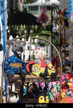 Colourful toys on sale at a craft fair in Pensacola, Florida Stock Photo