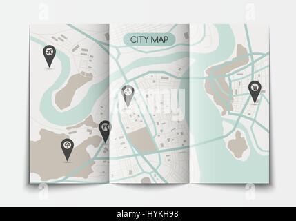 Open paper city map Stock Vector