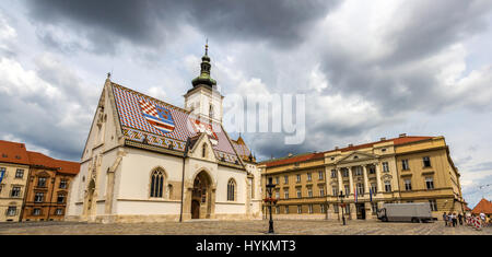 St. Mark's Church and Croatian Parliament in Zagreb Stock Photo