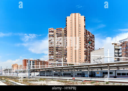 Alicante, Spain - March 31, 2017: Alicante railway station. The main national railroad company in Spain is RENFE. Costa Blanca. Spain Stock Photo